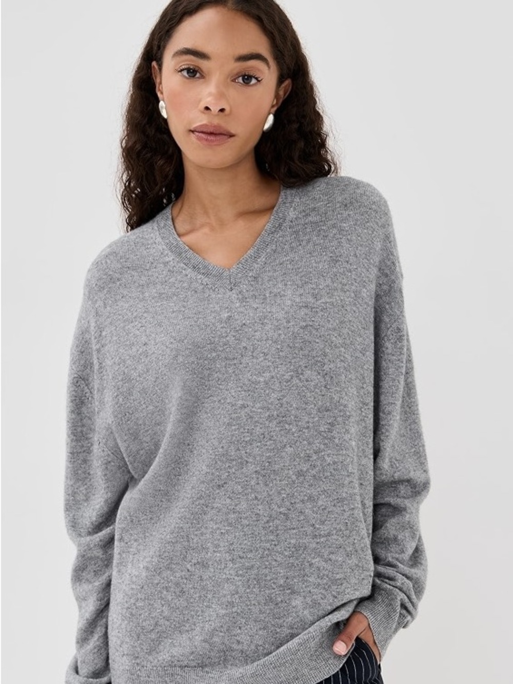Gap Women’s V Neck Oversized Wool Blend Gray Sweater Size Medium
